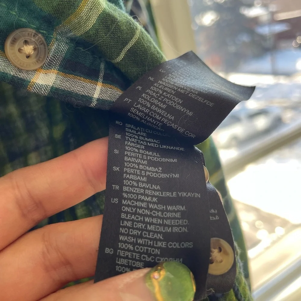 H&M Green Checkered Plaid Shirt - Picture 4 of 4